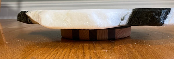 Lazy Susan Black and White with Green flow